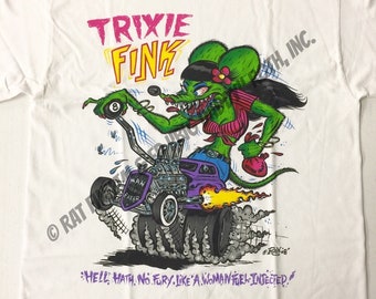 Official Rat Fink Trixie Fink T-shirt Ed Big Daddy Roth White Tee 