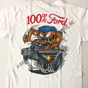 Official Rat Fink 100% Ford T-Shirt Ed Big Daddy Roth Men&#39;s White Tee Size S-5XL