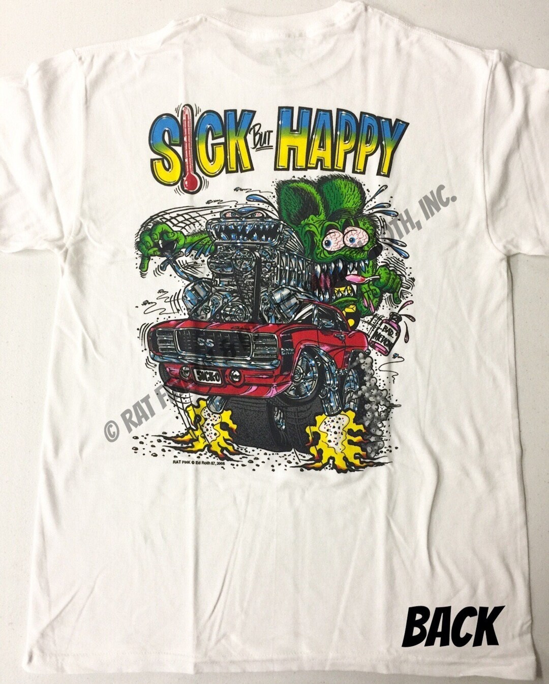 Official Rat Fink Sick but Happy T-shirt Ed Big Daddy Roth Men's