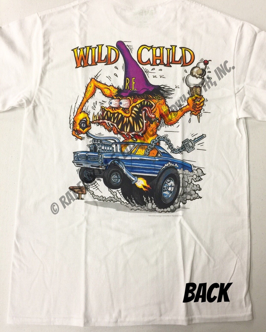 Official Rat Fink Wild Child T-shirt Ed Big Daddy Roth Men's White