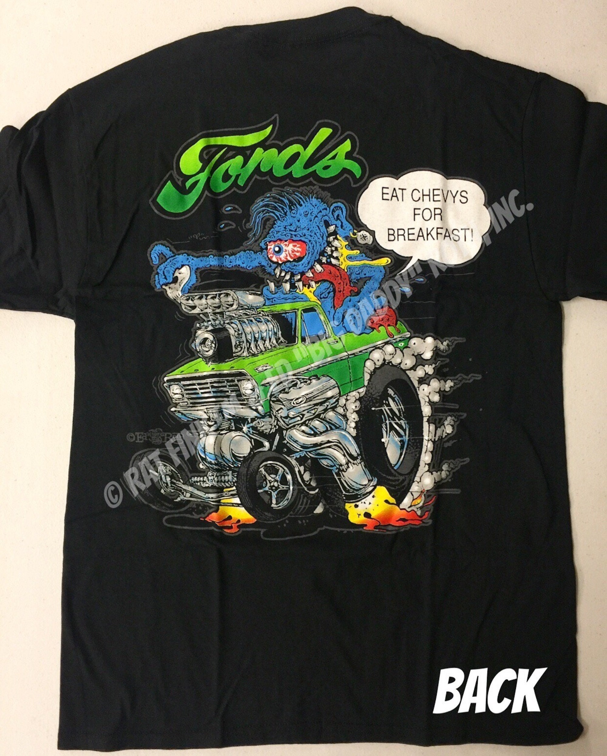 Official Rat Fink Fords Eat Chevys T-shirt Ed Big Daddy Roth Men's