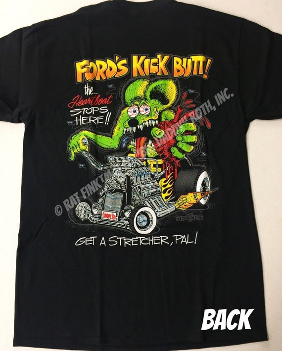 Official Rat Fink Fords Kick Butt T-shirt Ed Big Daddy Roth Men's