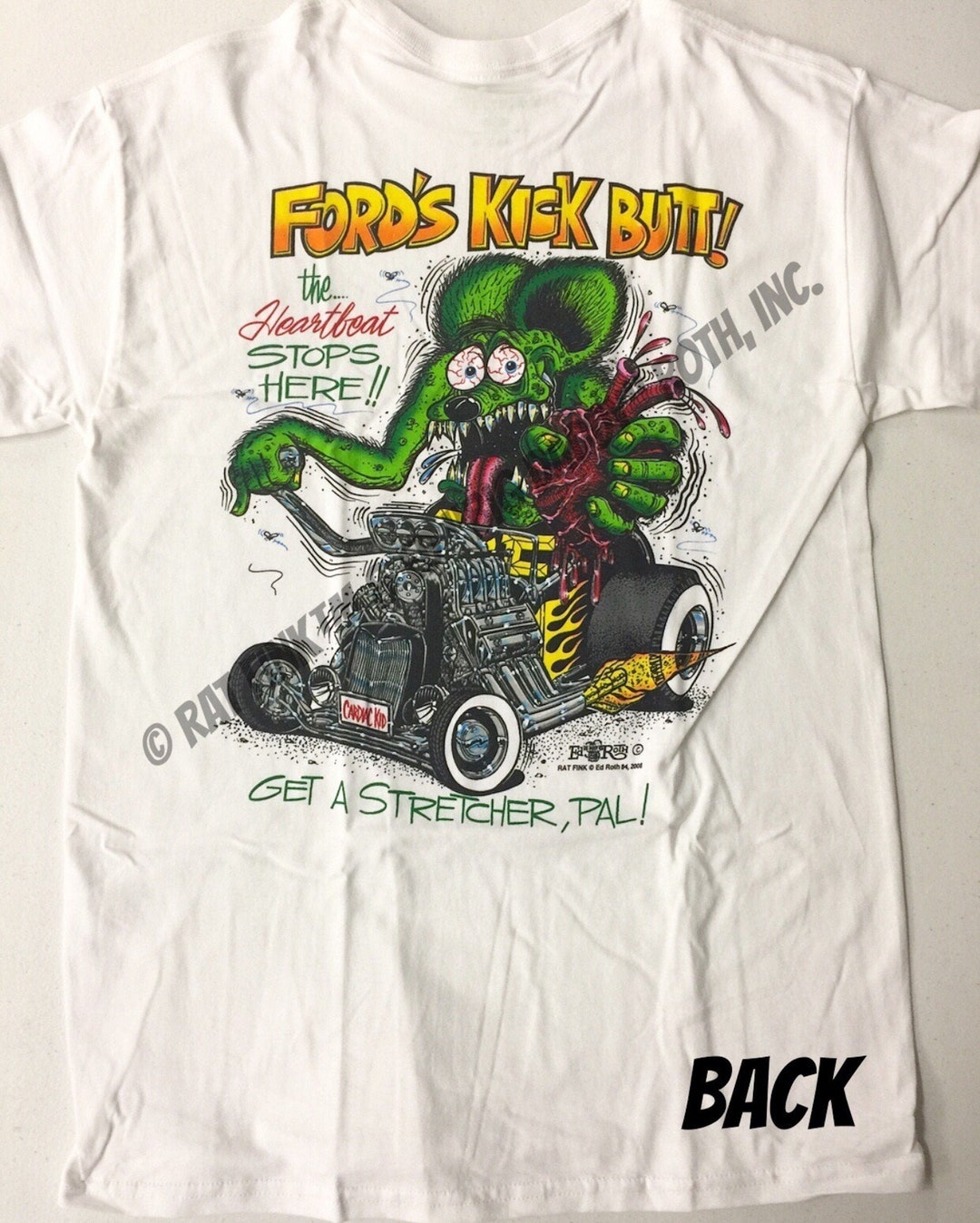 Official Rat Fink Fords Kick Butt T-shirt Ed Big Daddy Roth Men's