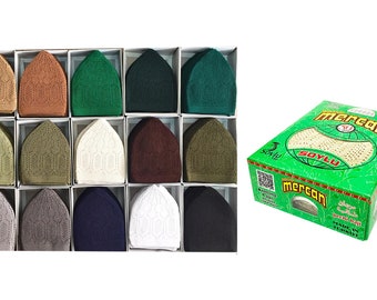 2 pcs X Qualité Hommes Turc MERCEN Topi Bonnet Tricoté Bonnet De Prière Islamique Coiffe