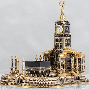 Large Kaba Haram Makki Home Decor Makkah with 99 Allah Names and clock tower comes in Silver & Gold Islamic Ornament Gift worth 90 pound