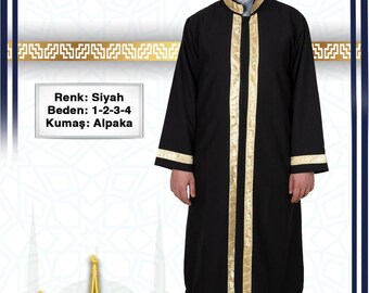 New Men's Bisht Cloak Arab Dress Thobe Islam Robe for Imam, Eid & Wedding