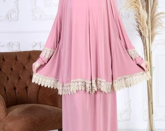 2pcs Good Quality Lycra Lady Abaya prayer cloth Jilbab w sleeves made turkey