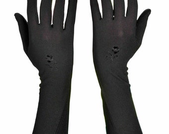 Long Full Finger Gloves Hand Cover Ladies Colour: Beige & Black Evening Opera