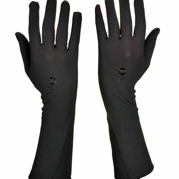 Long Full Finger Gloves Hand Cover Ladies Colour: Beige & Black Evening Opera