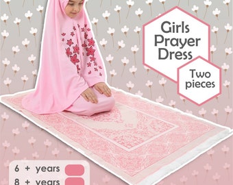 2pc Yusra Muslim kids Prayer Dress Scarf Hijab  Cover Body