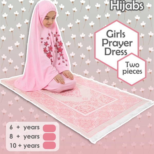 2pc Yusra Muslim kids Prayer Dress Scarf Hijab  Cover Body