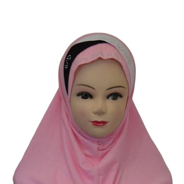 Pull on Instant Fancy Crystal women girls Hijab Head wear cover scarf Islamic dress