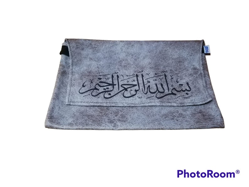 Turkish Chamois Madrasa Quran Bag Islamic with long handle Gray
