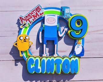 adventure time cake topper/adventure time birthday banner/adventure time party decorations/flinn cake topper/adventure time caketopper