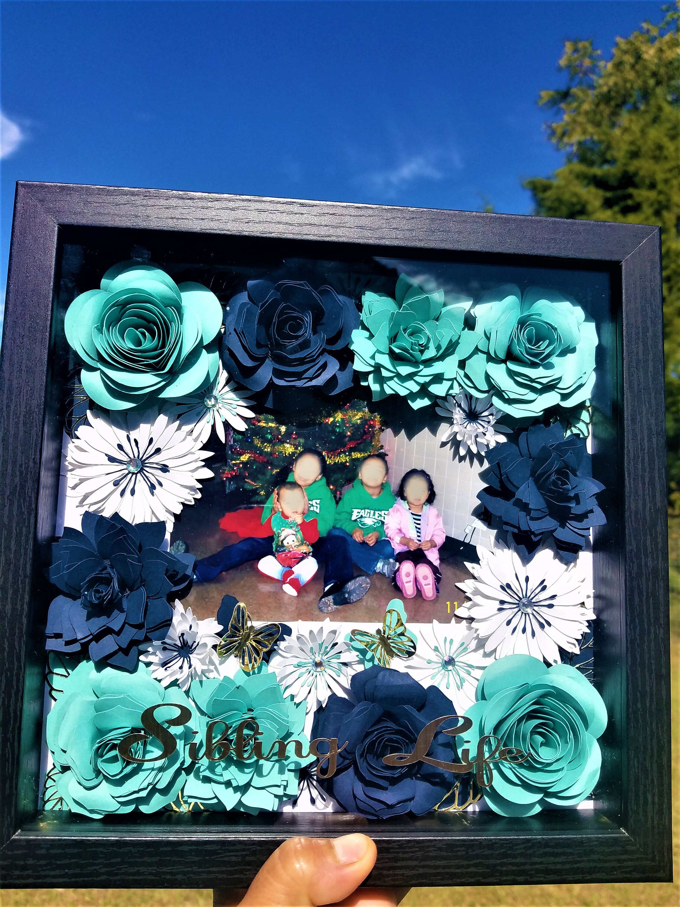 Paper Flower Shadow Box/ Paper Flower Photo Frame/ Paper Etsy