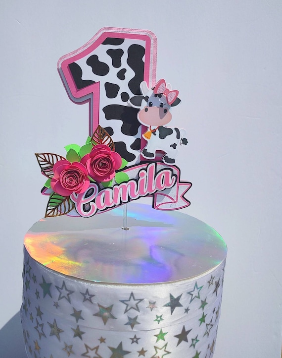 Cow Cake Topper/ Pink Cow Print Cake Topper/ Baby Cow Cake Etsy Australia