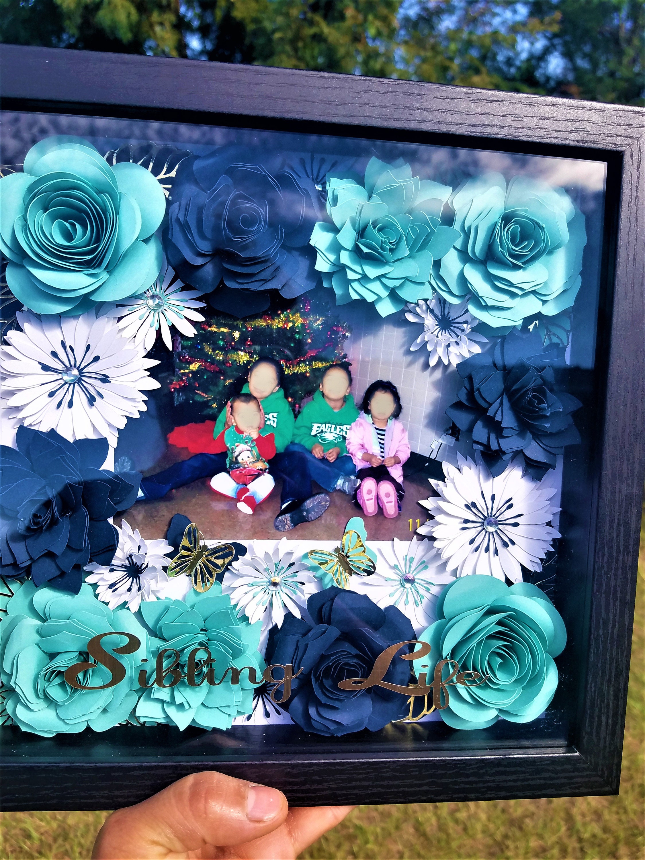 Paper Flower Shadow Box/ Paper Flower Photo Frame/ Paper Etsy