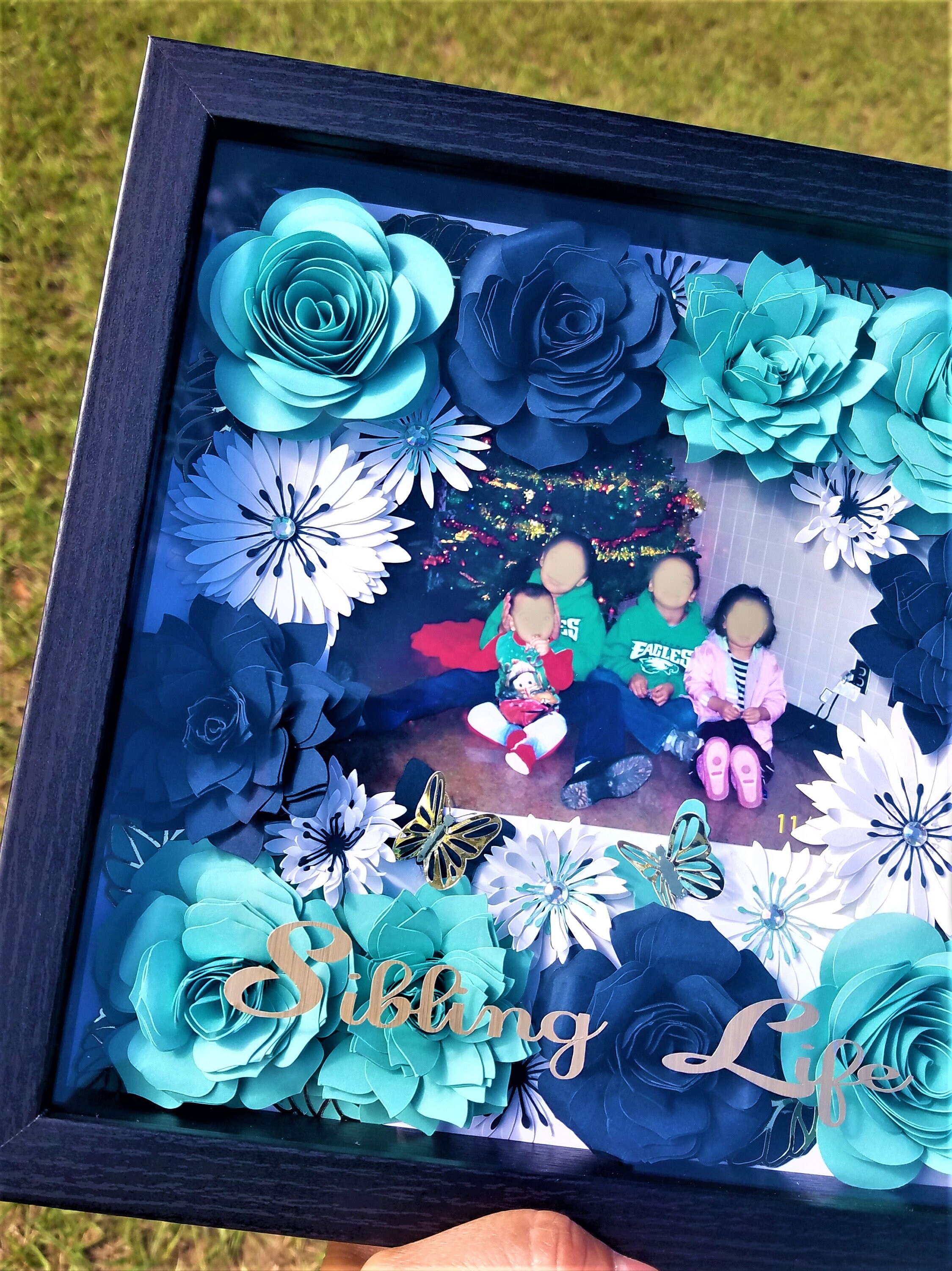 Paper Flower Shadow Box/ Paper Flower Photo Frame/ Paper Etsy