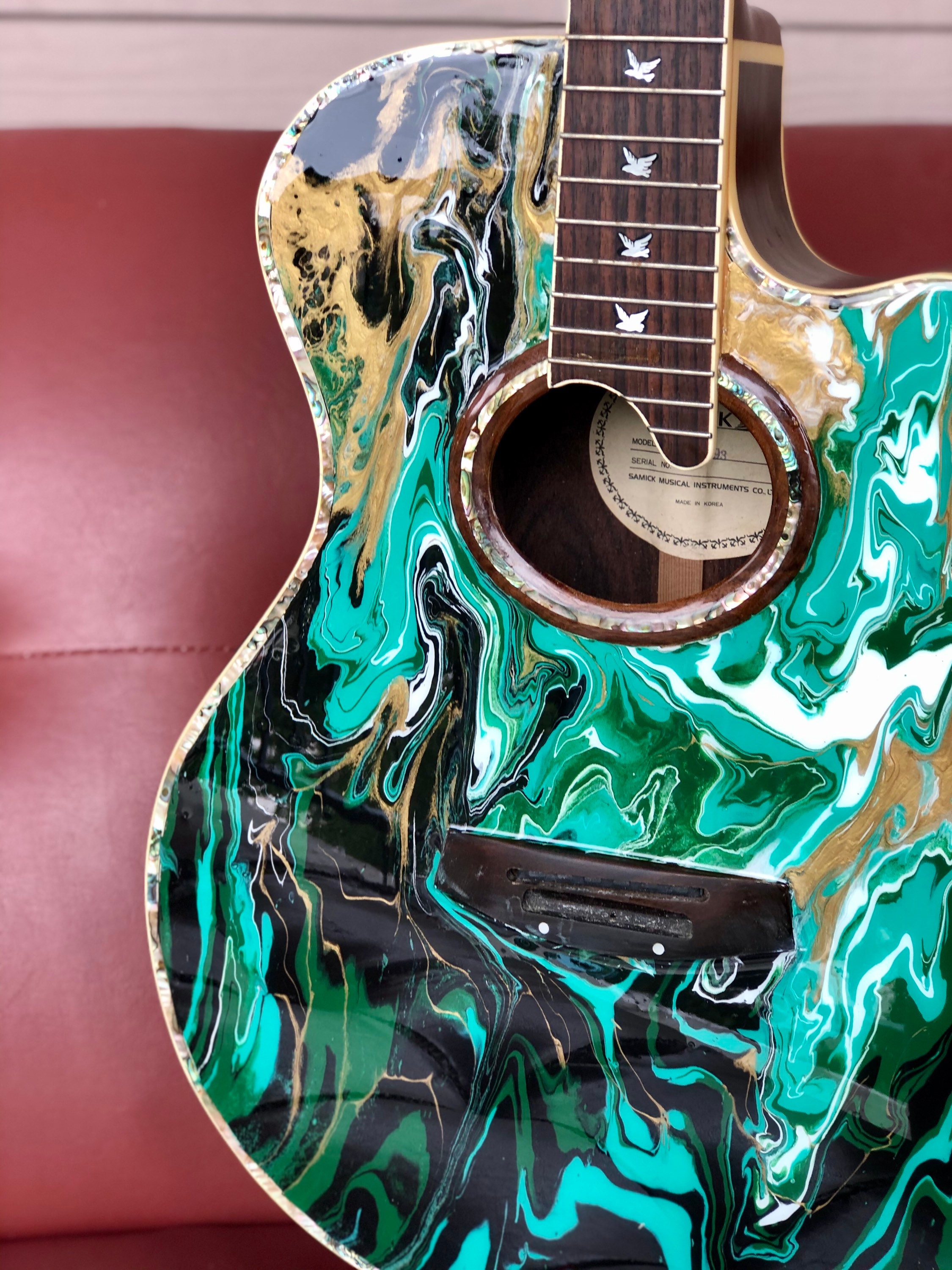 Custom Paint Poured Guitar Unique One of a Kind Resin Etsy