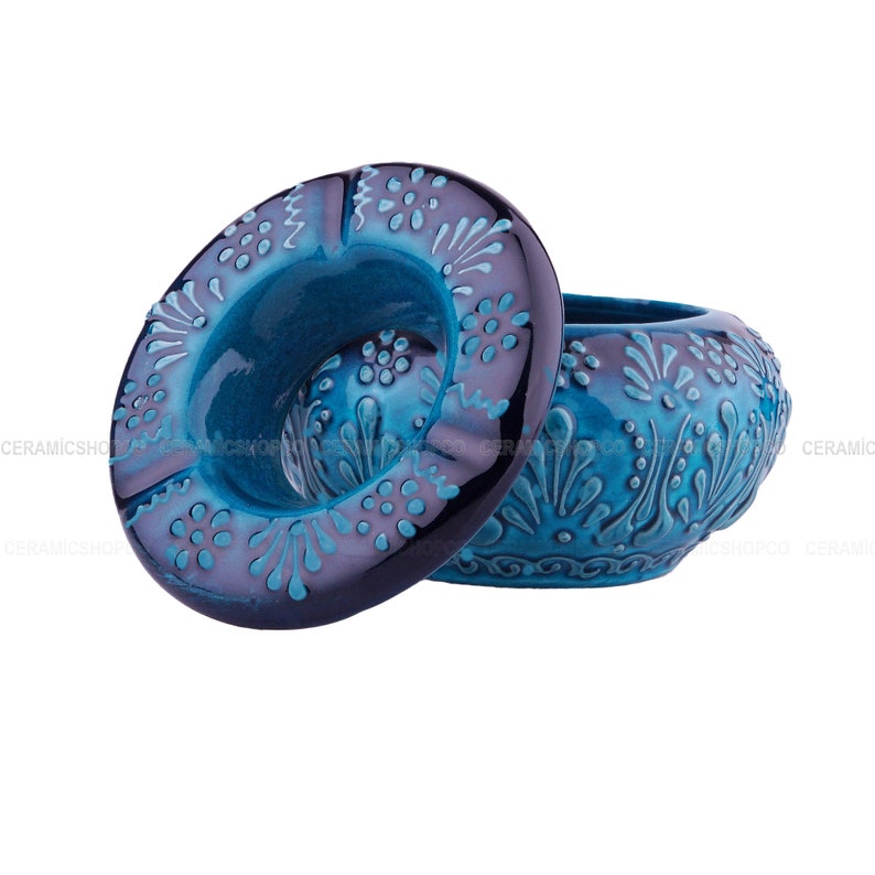 Handmade Ashtray With Lid Windproof Ceramic Ashtray Turkish Etsy