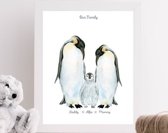 personalised penguin  a4 gloss print Picture unframed 25 