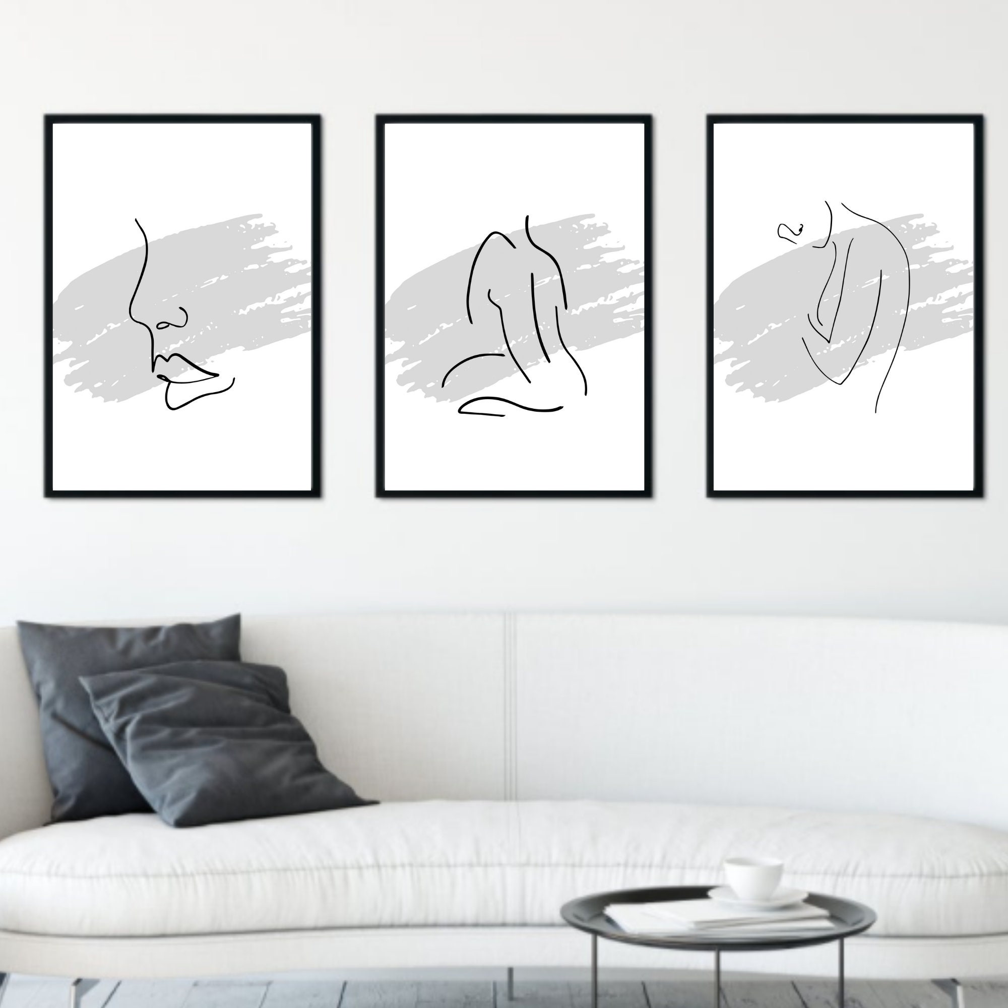 Set Of Three Line Art Bathroom Prints Bathroom Decor Home Etsy