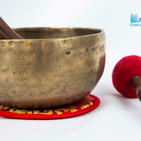 LAST Chance 40%!300 years old Pure Handmade Antique 7.5" Singing bowl  for sound healing, meditation, yoga and charka balancing