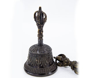 LAST Chance 40%!Tibetan 6" Pure Handmade 7 metals Bell and Dorje (Vajra) for Meditation, Yoga, Chakra blancing,