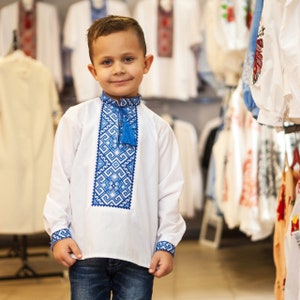 Vyshyvanka Ukrainian Embroidered Shirt, KOZACHOK for boys 1-12yr