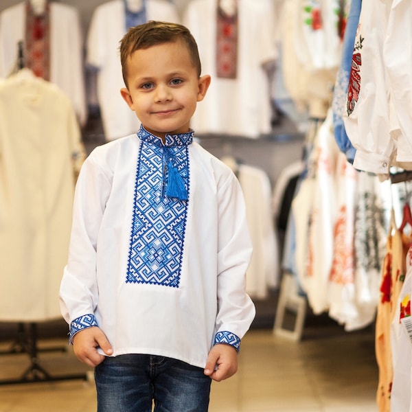 Vyshyvanka Ukrainian Embroidered Shirt, KOZACHOK for boys 1-12yr