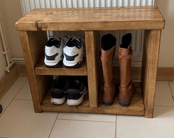 Shoebench Shoe rack boot rack Rustic Solid Wood Shoe Bench Farmhouse Hallway Storage mud room storage oak pine walnut