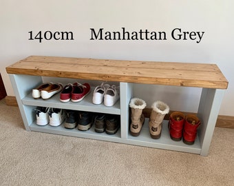 Painted shoebench rustic solid wood handmade