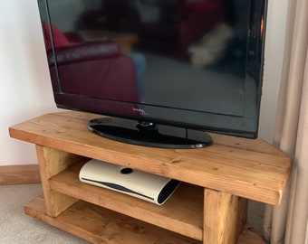 Corner TV Stand wooden rustic Solid Wood Corner TV Stand Media Cabinet shelf