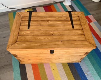 Ottoman blanket box rustic solid wood handmade