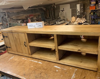 Rustic Solid Wood TV Stand: Farmhouse Media Cabinet
