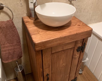 Bathroom vanity unit Handmade Rustic Bathroom Vanity stand Solid Wood Washstand oak pine walnut