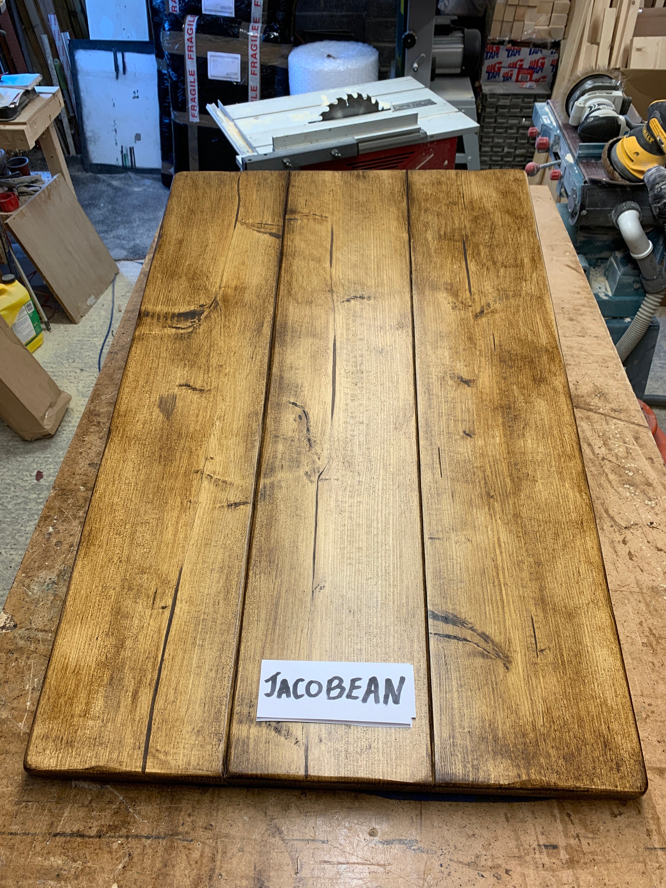 Solid wood rustic desk TOP ONLY with monitor shelf work from Etsy