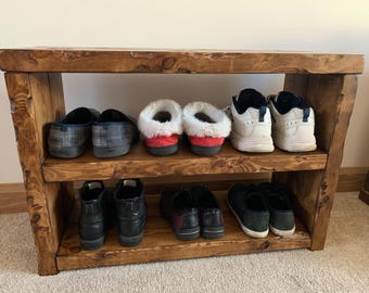 Shoebench Extra Rustic Reclaimed Wood Shoe Bench Farmhouse Hallway Storage oak pine walnut