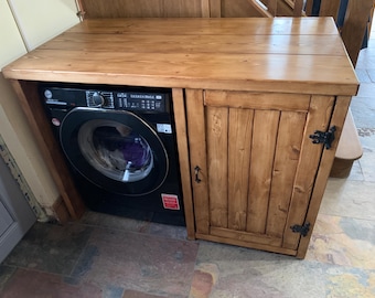 Washing Machine Tumble Dryer Appliance  kitchen Laundry Housing Unit Utility room unit Rustic Pine Oak Walnut