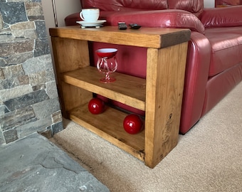 Sofa end side table Rustic Solid wood Handmade