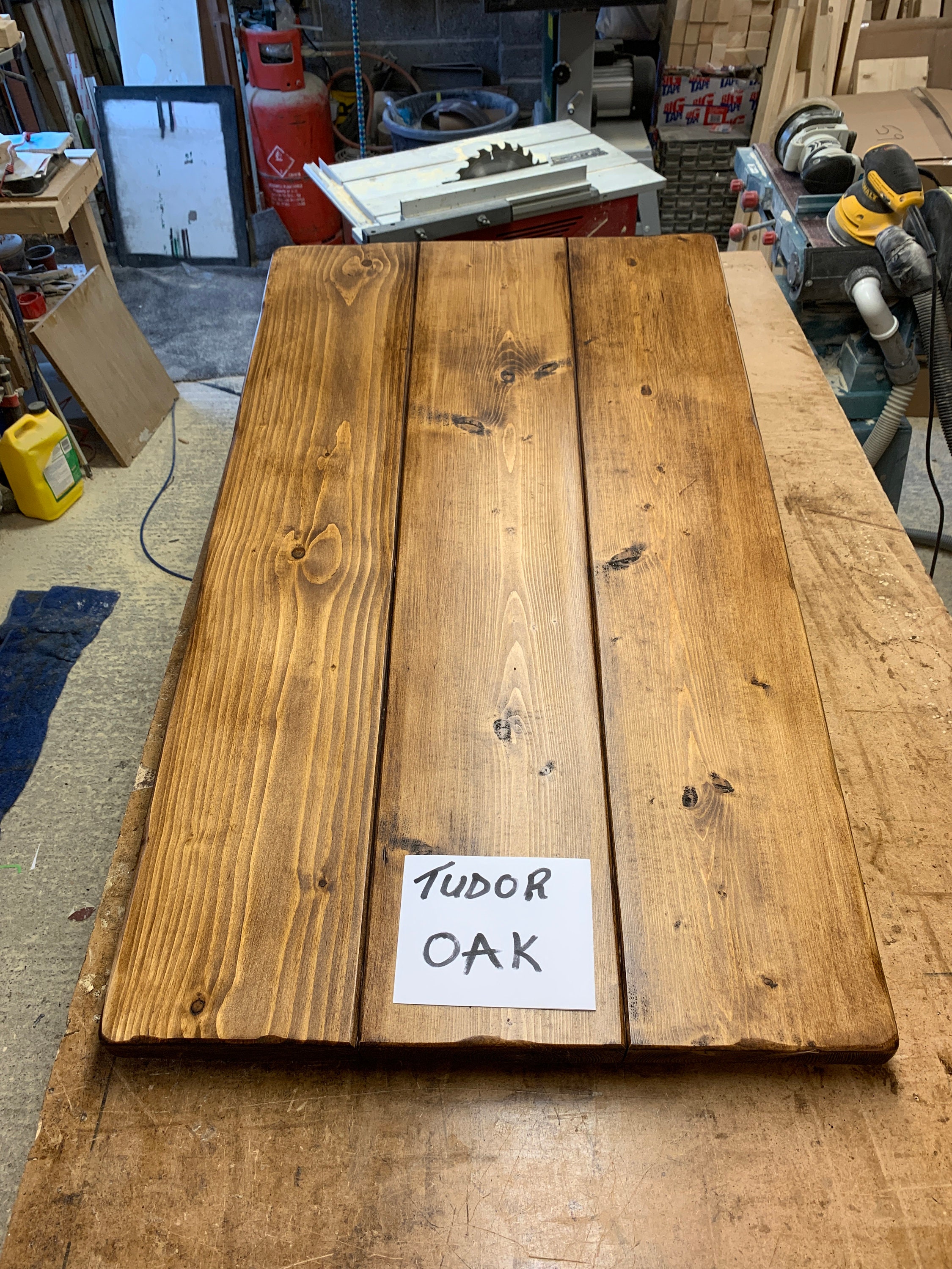 Solid wood rustic desk TOP ONLY with monitor shelf work from Etsy