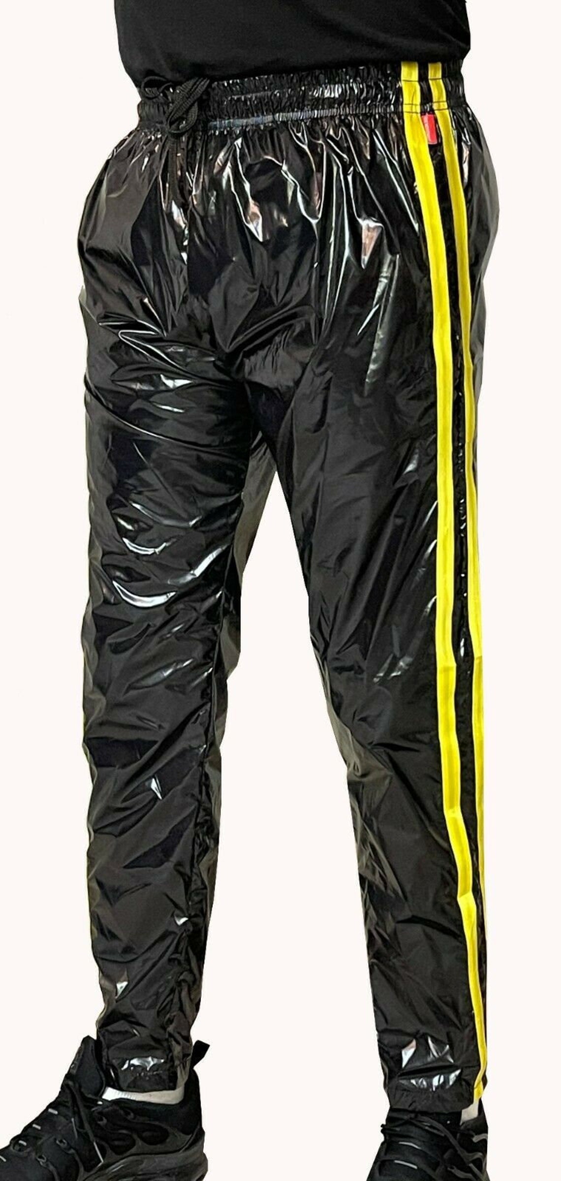 PU nylon sport sweatpants made of PU nylon Black gloss Etsy