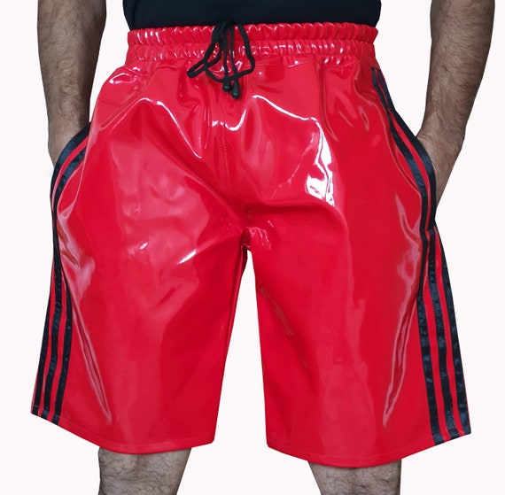 Lacquer PVC Shorts with Elastic Leisure Shorts Size M~L~XL~2XL~3XL 