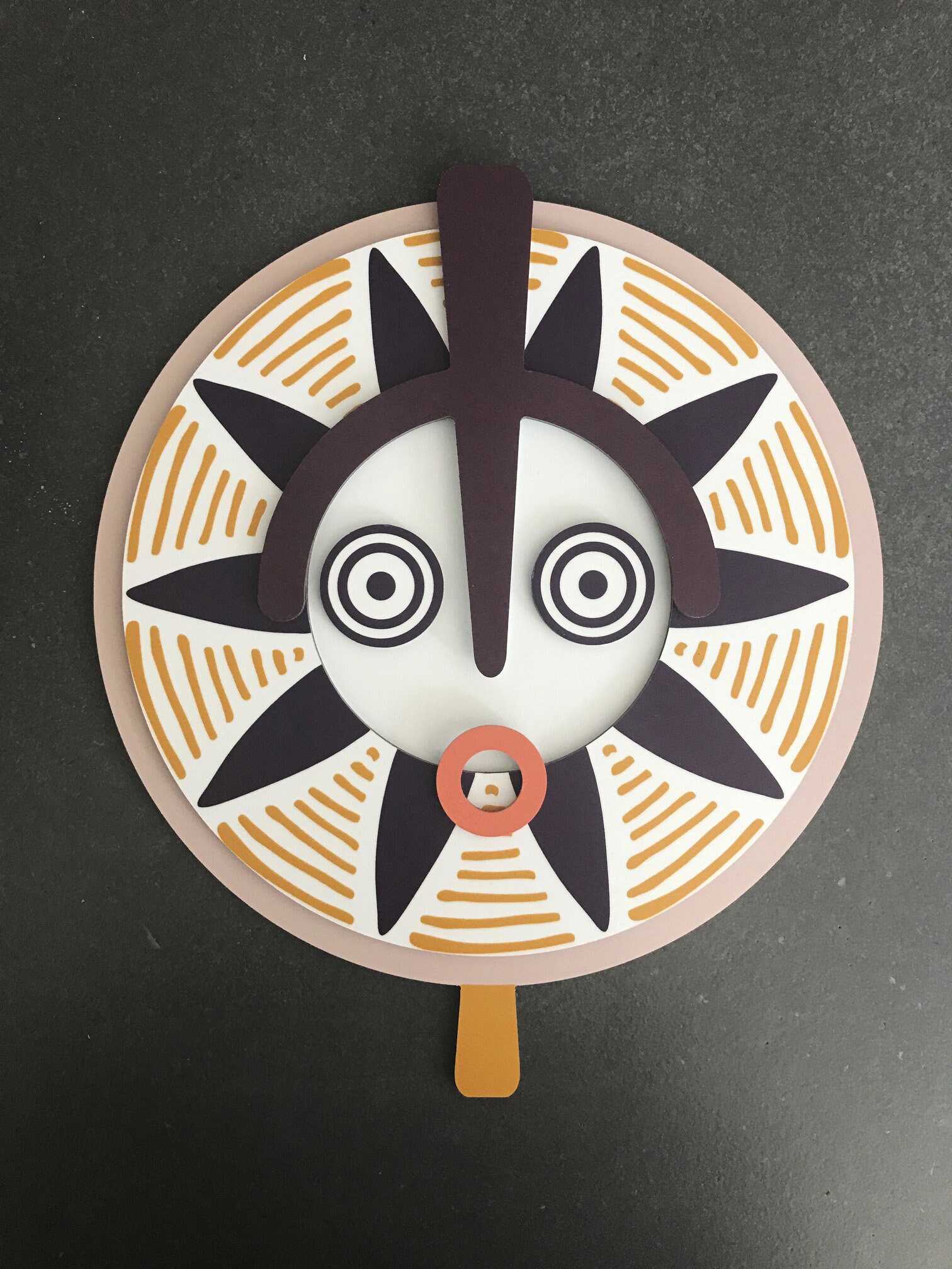 Masque Mural Design Ethnique Aluminium Décoration Unique