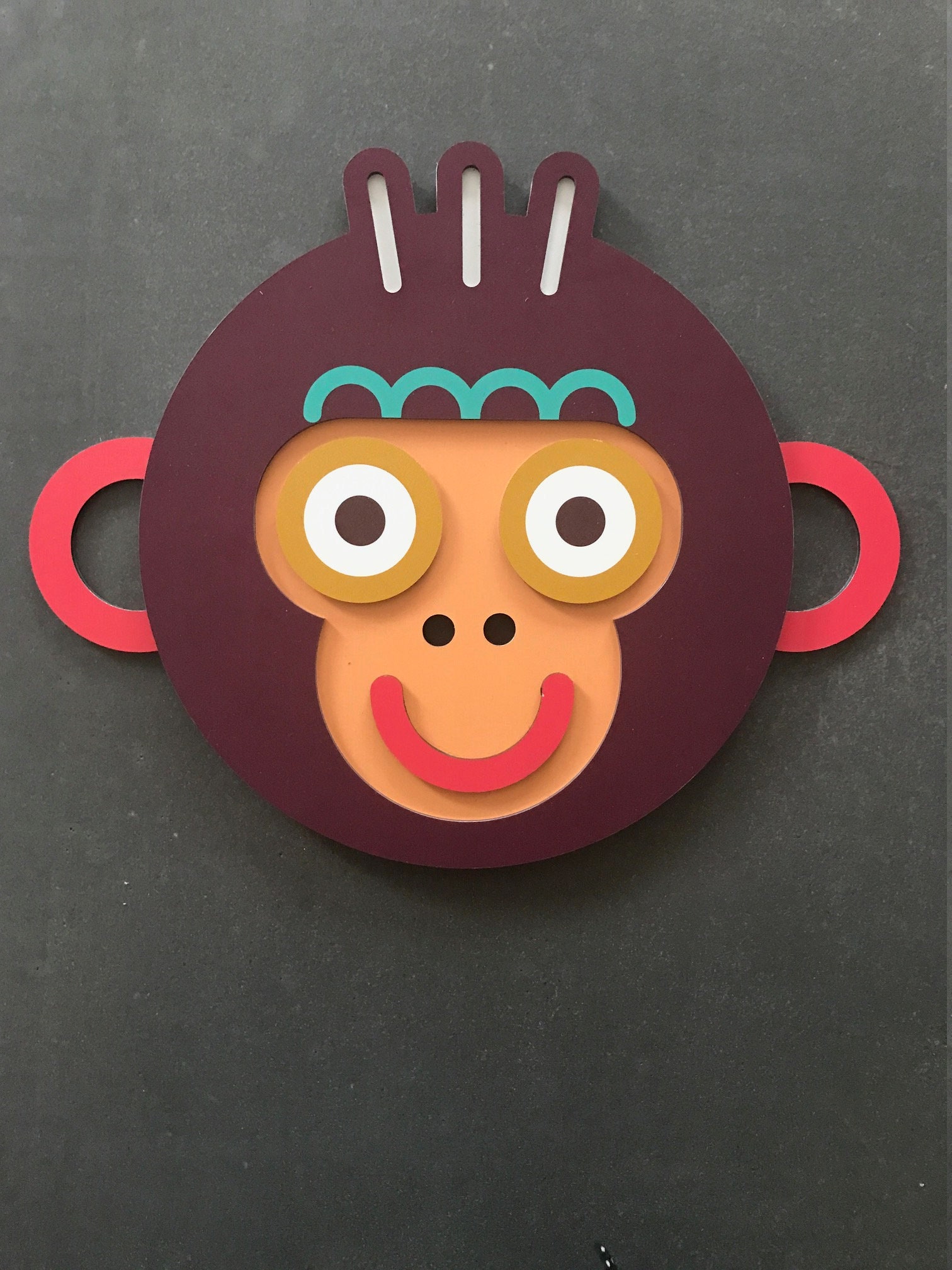 Masque Singe Design Ethnique Décoration Tendance/Pièce Unique