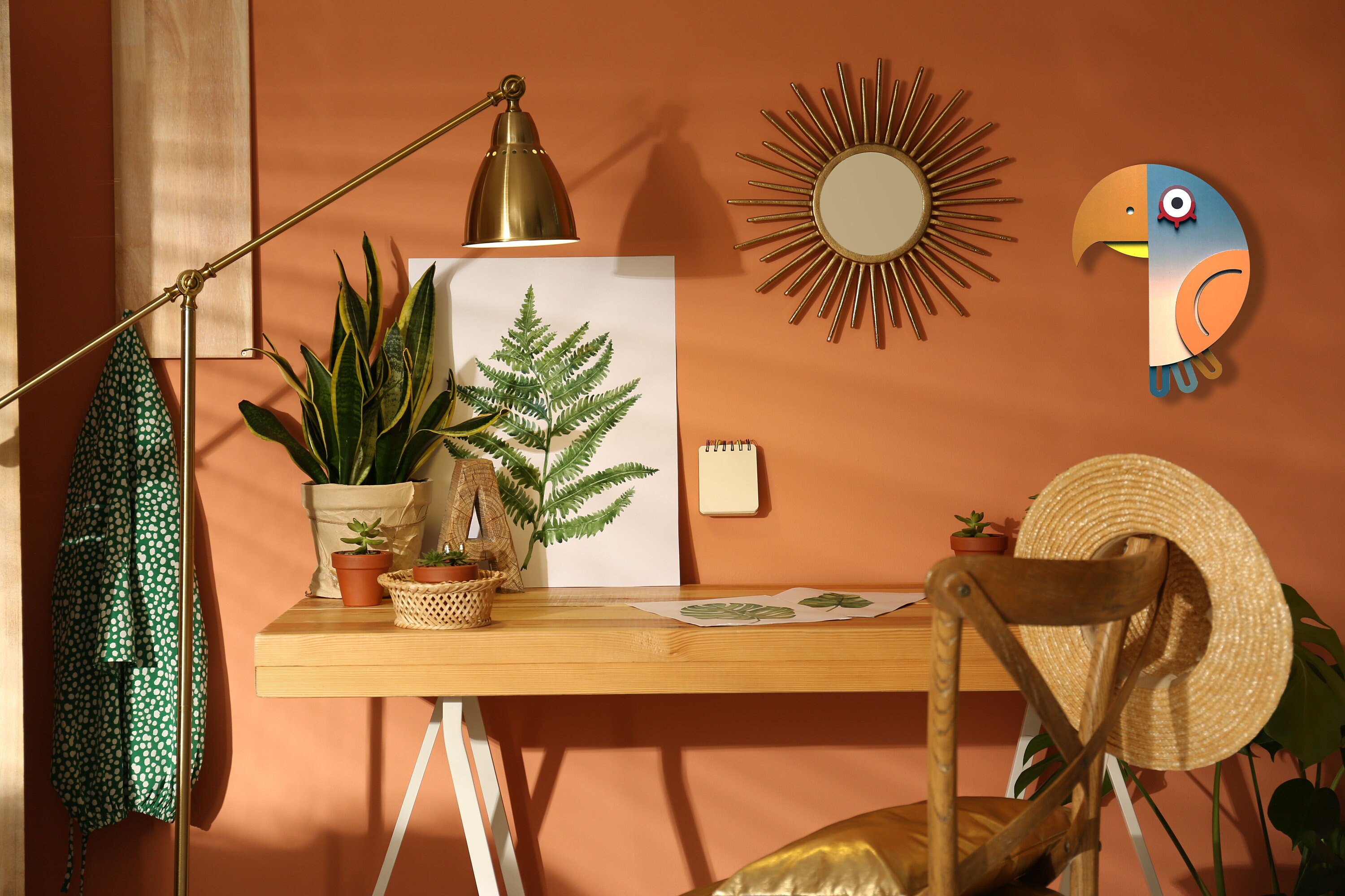 Décoration Murale Perroquet Design Ethnique Aluminium Pièce Unique