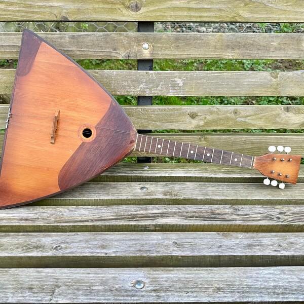 Russian Balalaika, Vintage national string instrument, Balalaika 6 strings PRIMA, Ukrainian folk instrument, Musical vintage instrument