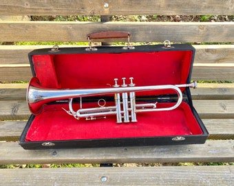 Musical trumpet, Musical instrument Cornet, 20 inches,  Made from brass, Orchestra, Wind instrument, Vintage Soviet Trumpet, Trumpet player