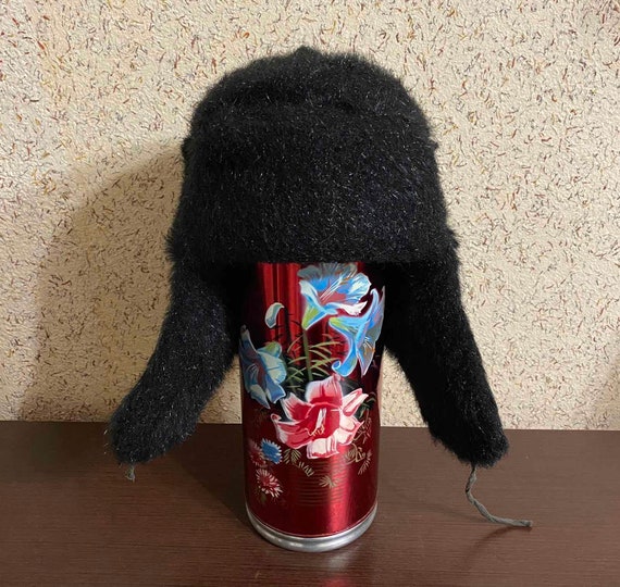 Rare Vintage USSR worker/'s hat,Hat for man,Winter Cap Black,Warm hat,Accessories Retro,Hat with ear flaps,Factory hat,Worker/'s hat,Rare hat