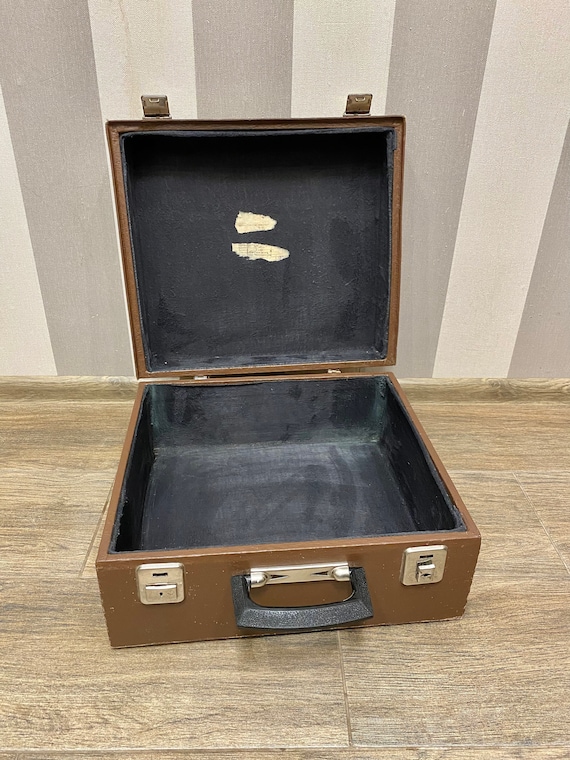 Vintage Soviet Russian Suitcase, Antique Brown Suitca… Gem